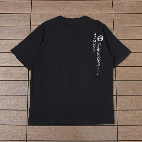 AAPE Monkey Head Wave Print Logo T-Shirt - Black Short Sleeve - Picture 2 of 13